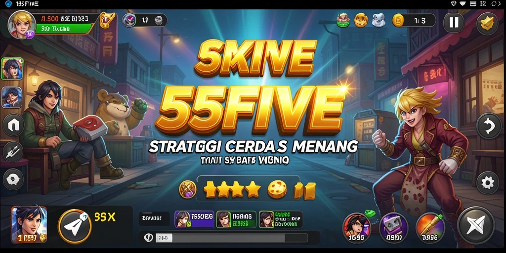 Screenshot gameplay 55FIVE yang menunjukkan strategi pertarungan yang dinamis.