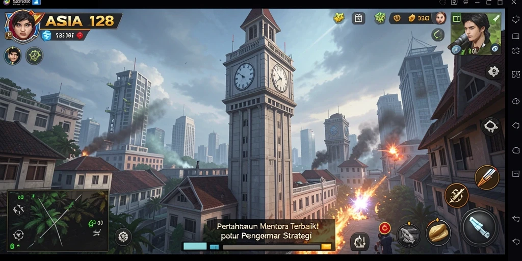 Tampilan gameplay ASIA128 yang menegangkan di Battlefield Tower Defense.