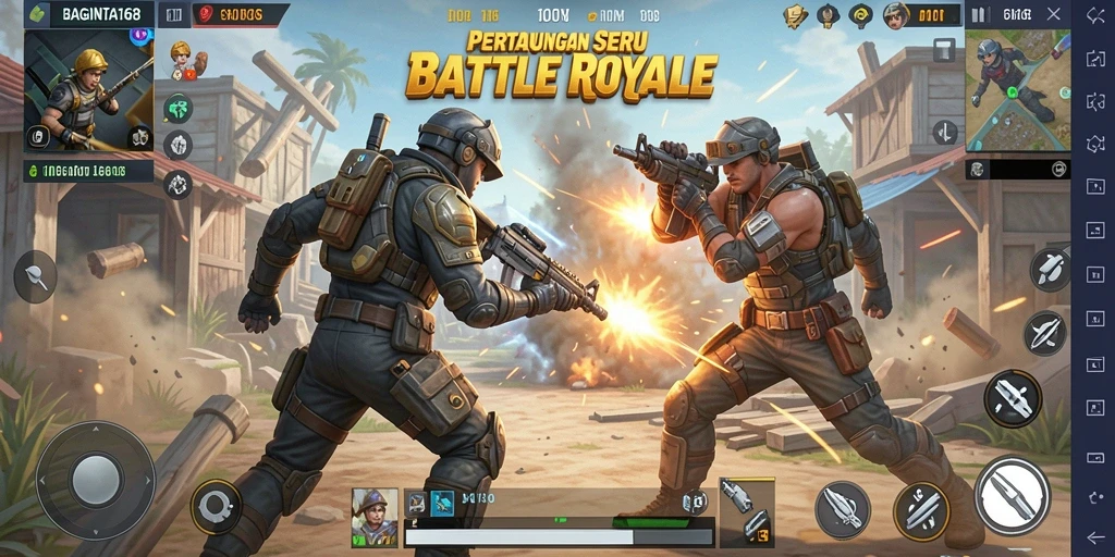 Gameplay seru dari BAGINTA168 di arena Battle Royale.