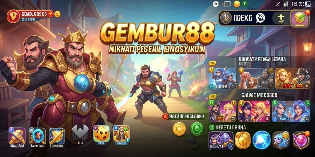Screenshot gameplay GEMBUR88 menampilkan karakter beraksi dalam mode Idle.