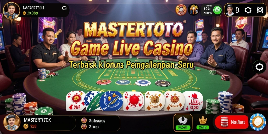 Tampilan gameplay MASTERTOTO dengan dealer langsung dan meja permainan.