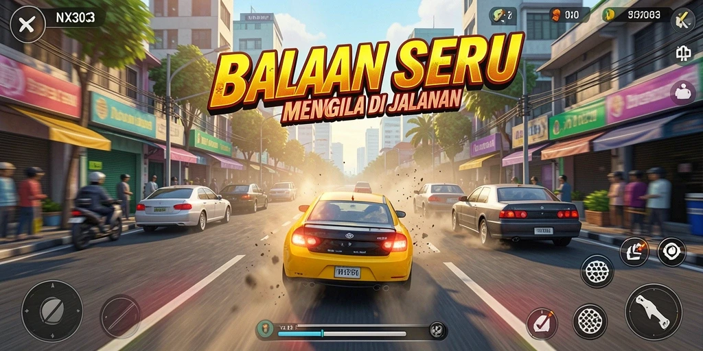 Tampilan gameplay NX303 yang menegangkan di lintasan balap.