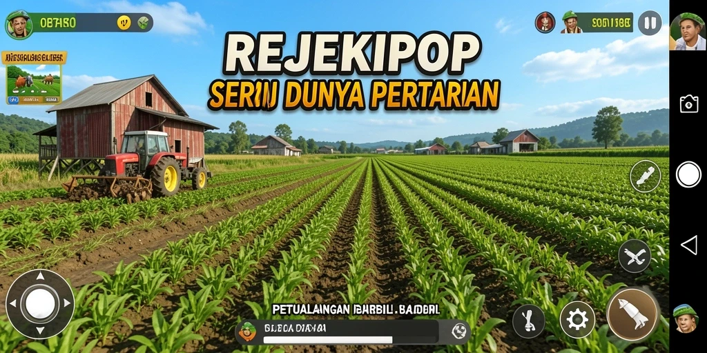 Screenshot gameplay REJEKIPOP menampilkan aktivitas bertani yang menyenangkan.